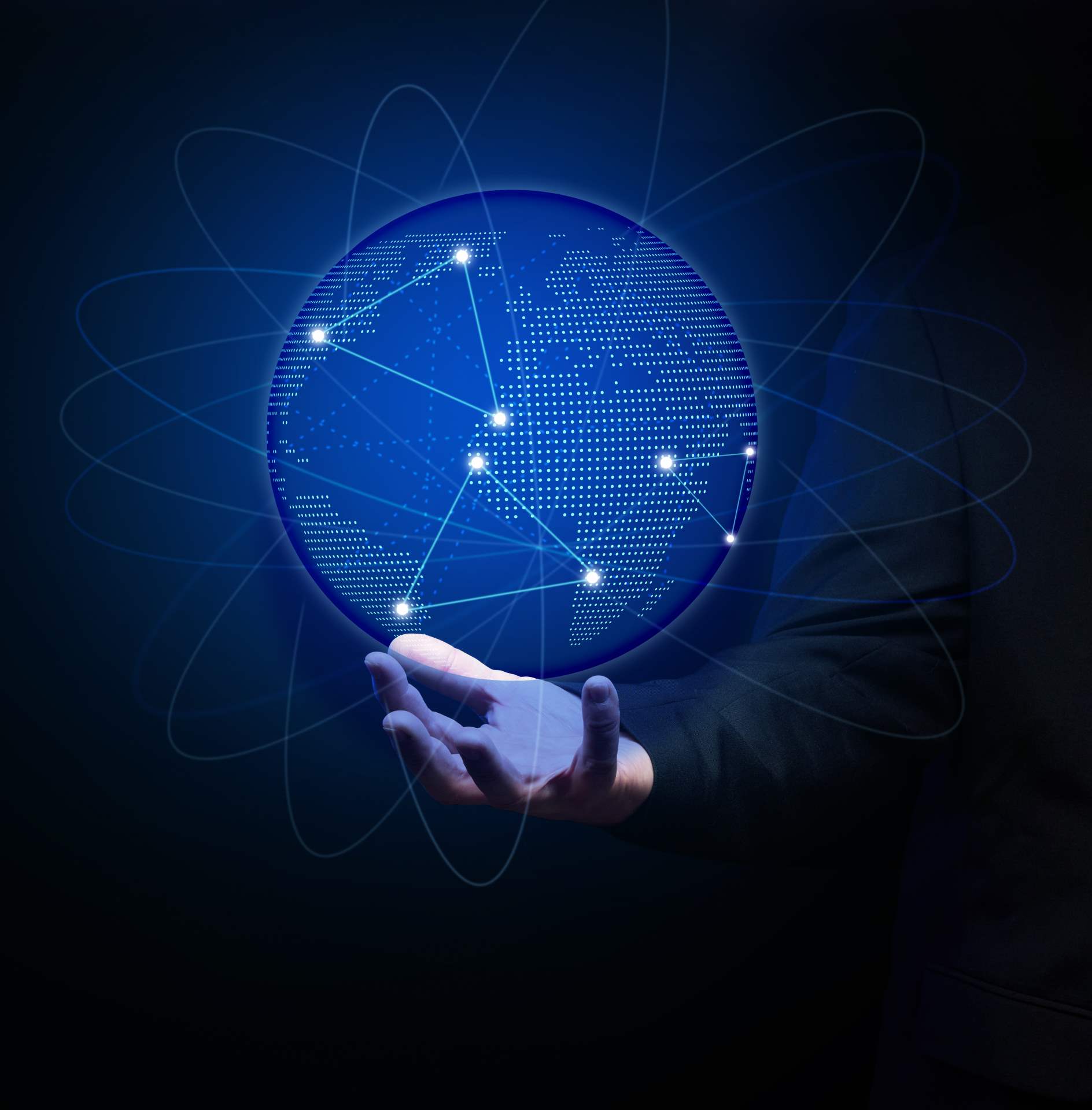 global-connection-concept-network-connection-international-meaning-businessman-establishes-communication-exchange-information-continents-virtual-holographic-map-world